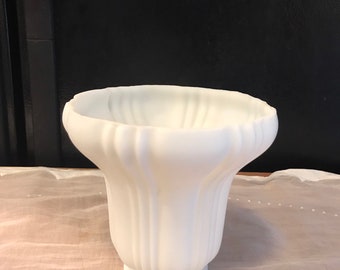 Glass Torchiere Shade ,white satin glass sconce replacement  ,Tulip & Ribbed design, Victorian