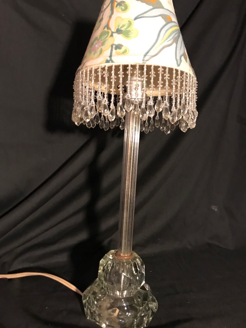 Victorian Glass Boudoir Lamp glass Candlestick Lamp Night Etsy