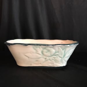 Vintage  planter,  salt glazed pottery, rectangular, indoor or outdoor flower scape