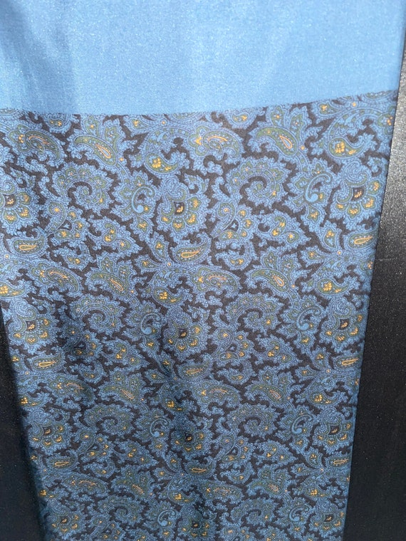 Mens Silk scarf , Paisley pattern Blue Gold , Blac