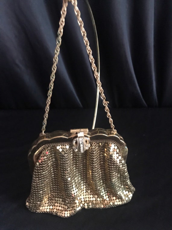 Vintage mesh bag , gold , Whiting & Davis ,chainm… - image 2