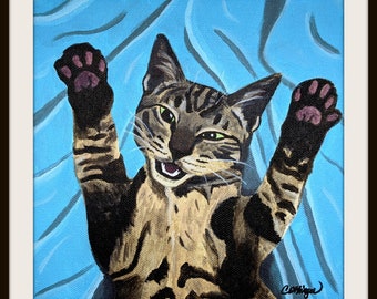 Cat art Rawr! print of acrylic painting