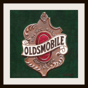 Oldsmobile Crest print of acrylic painting