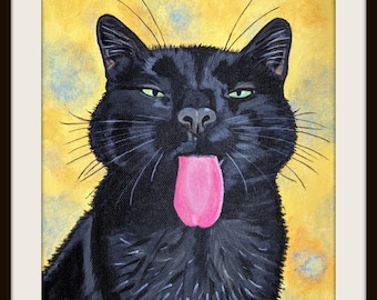 Cat art Neener-Neener giclée print of acrylic painting