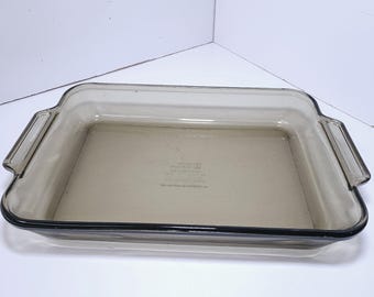Anchor Hocking 3 Qt Glass Baking Dish 9.5x13.5 Smoked Brown Oven Casserole Pan