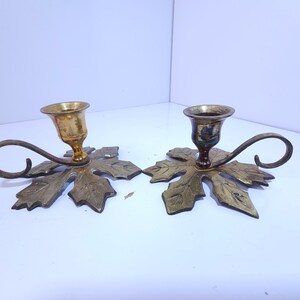 Brass Holly Candlestick Holders