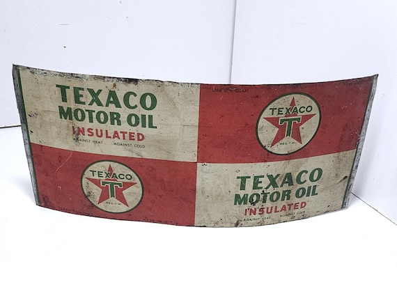 Vintage Texaco Motor Oil Insulated 1 Quart Can Flattened Metal
