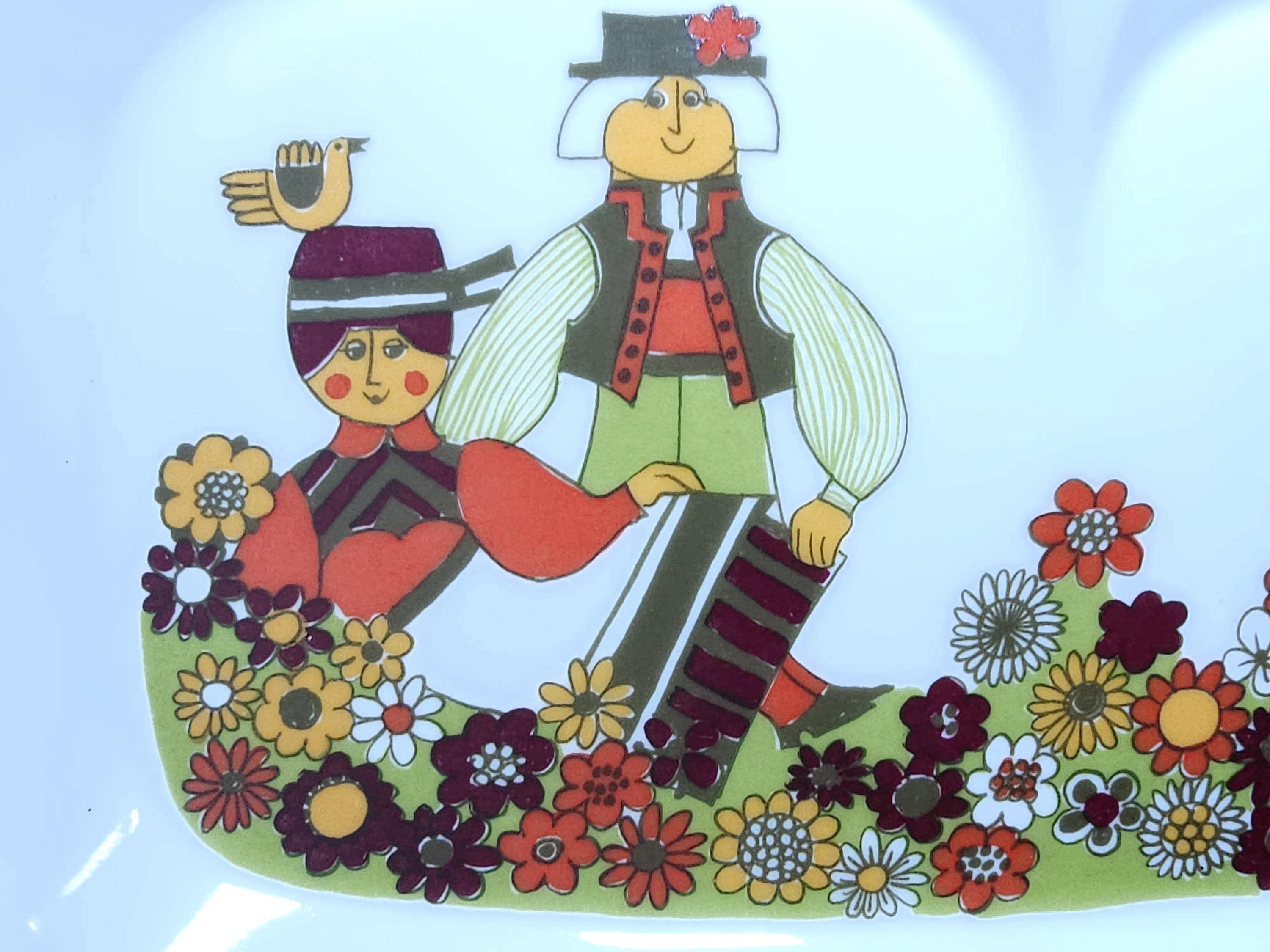 Figgjo Flint Snack Set: Mid-century Multicolor Folklore, Norway - Etsy