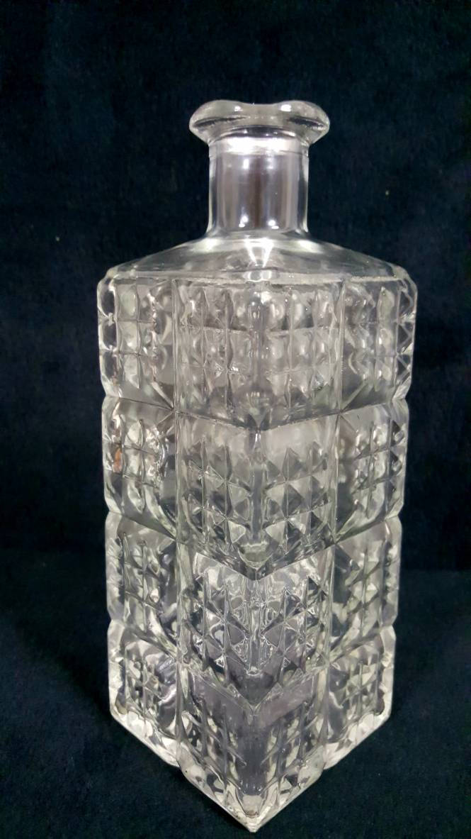 Glass Whiskey Decanter With Stopper Diamond Design Mid Century Barware ...
