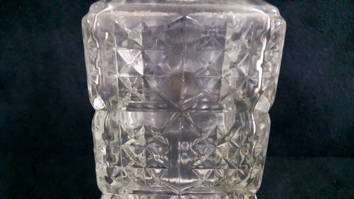Glass Whiskey Decanter With Stopper Diamond Design Mid Century Barware ...