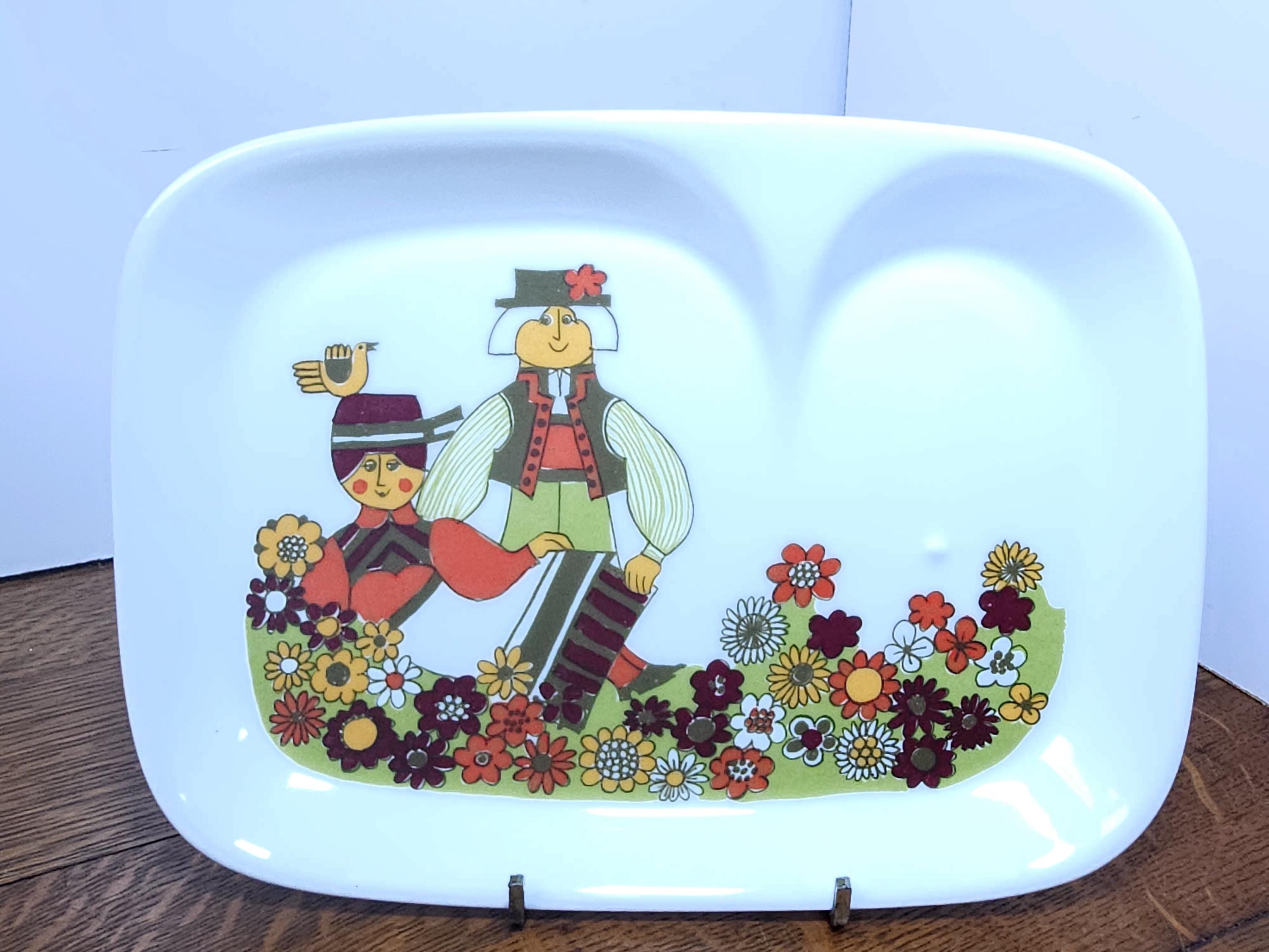 Figgjo Flint Snack Set: Mid-century Multicolor Folklore, Norway - Etsy