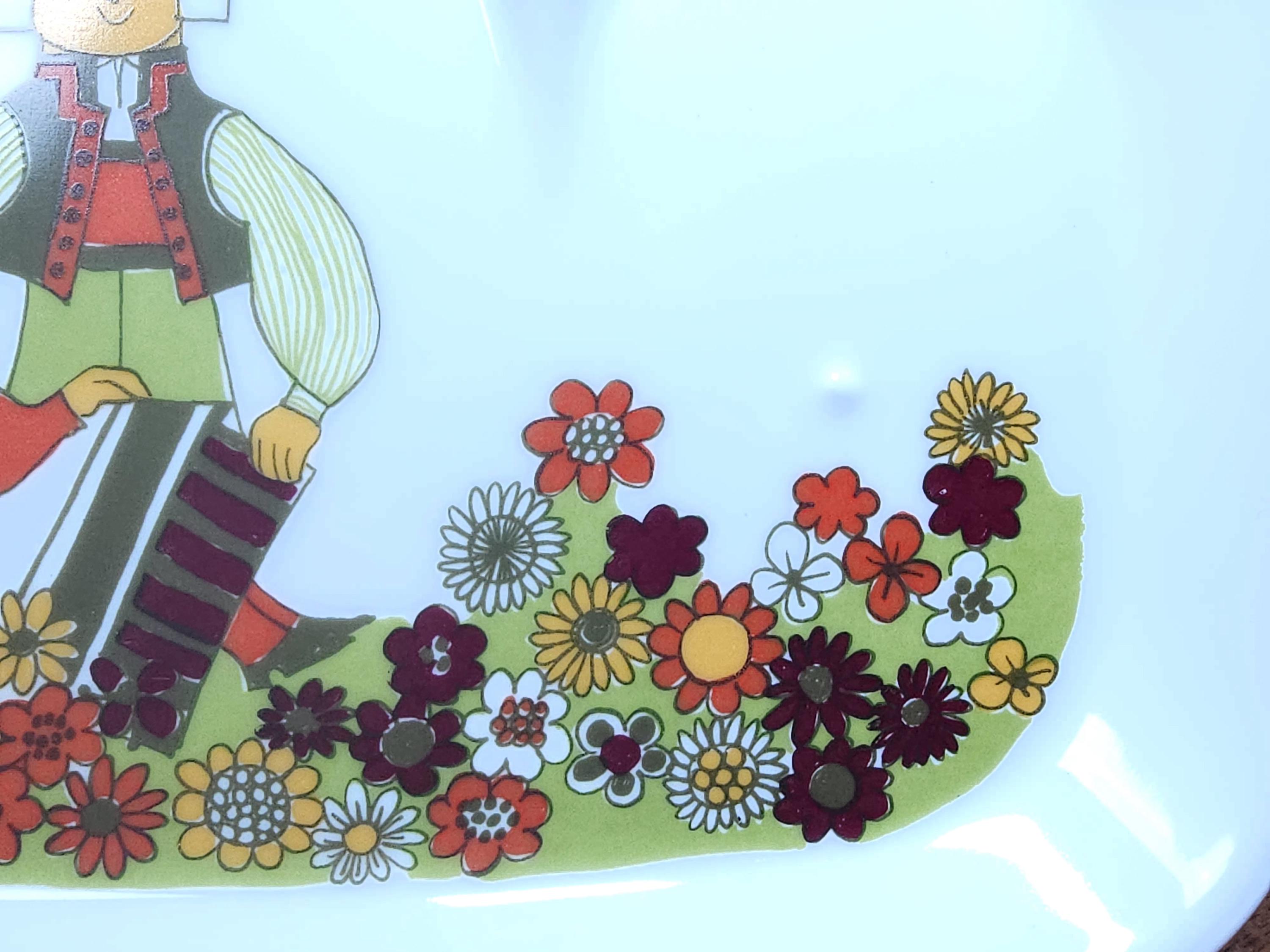 Figgjo Flint Snack Set: Mid-century Multicolor Folklore, Norway - Etsy