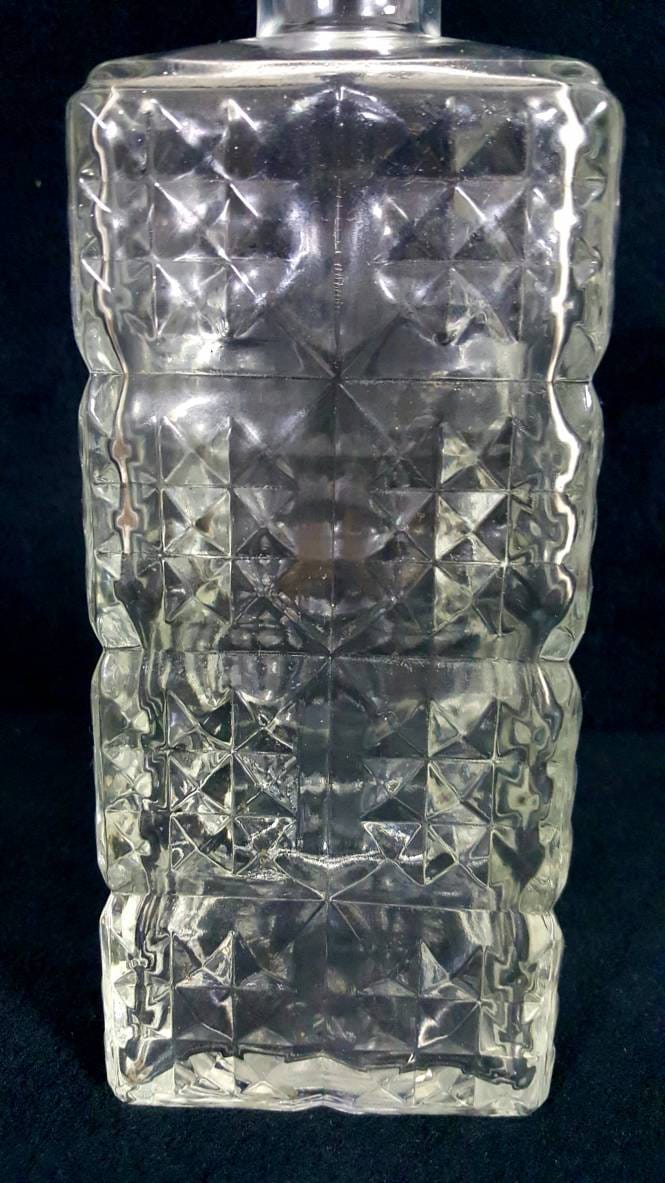 Glass Whiskey Decanter With Stopper Diamond Design Mid Century Barware ...