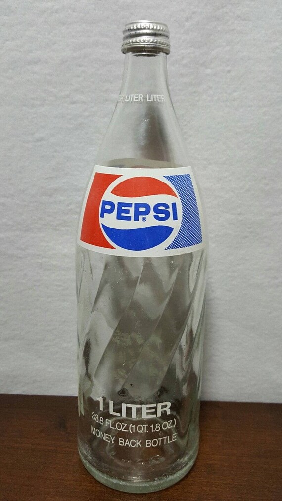 Vintage Pepsi One Liter Glass Bottle Return For Deposit Money Etsy