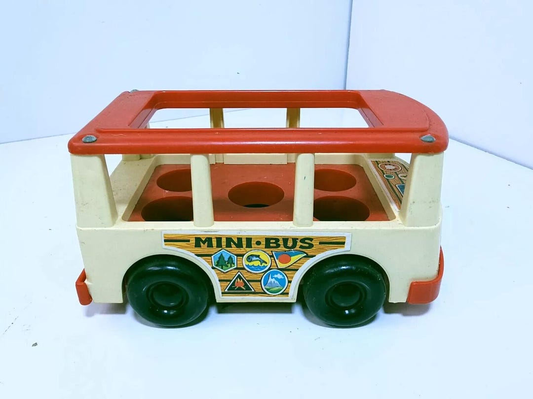 Vintage Fisher Price Mini Bus 1969 and Two Green Little People - Etsy