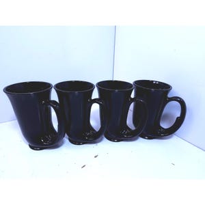 Vintage Indiana Glass Tiara Hunters Horn Mug Set Of Four