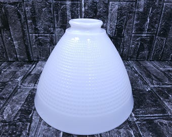 Vintage Milk Glass Waffle Shade Pendant Light Fixture Shade 8 Inch