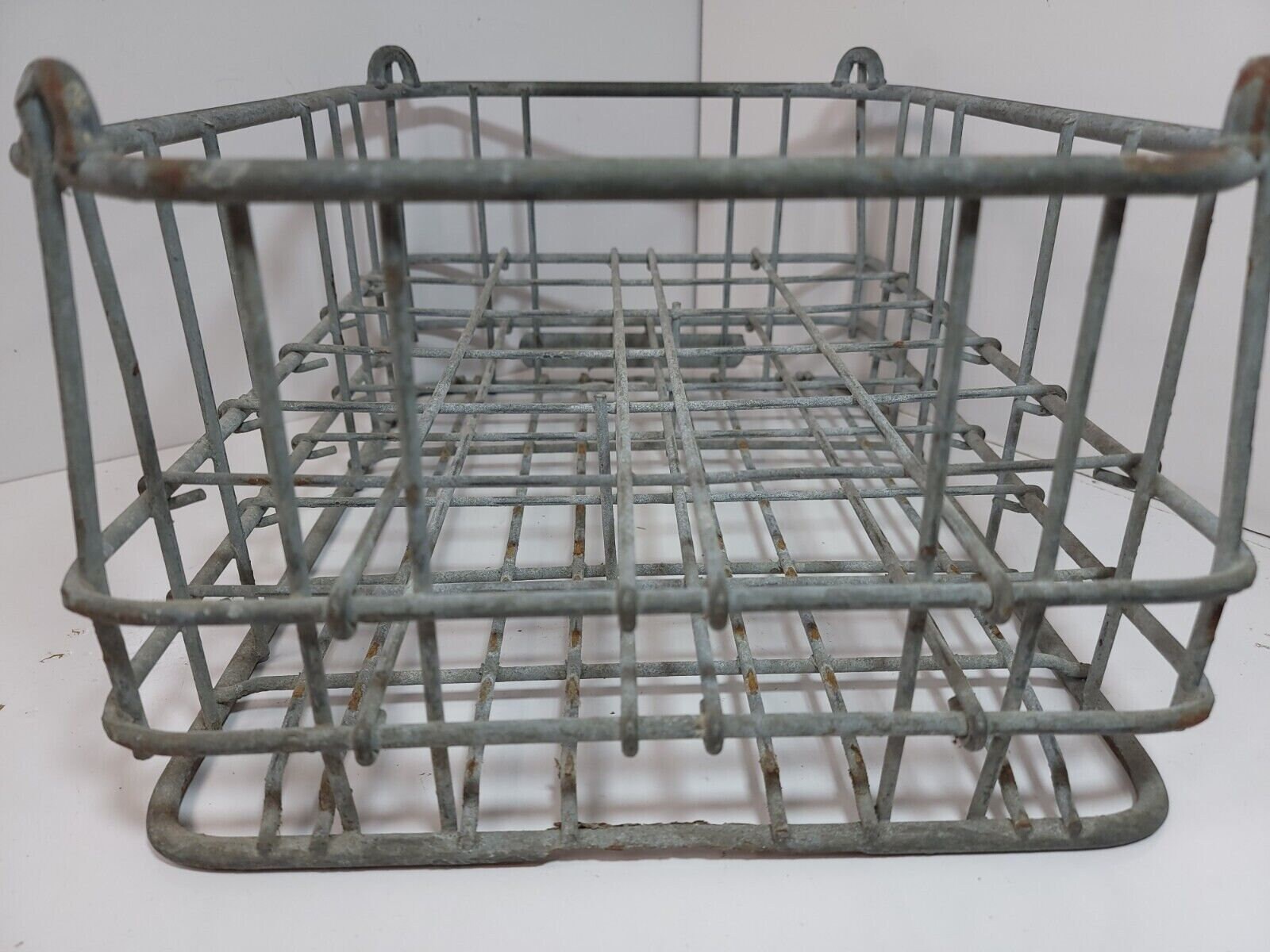Vintage Metal Milk Crate Half Pint Dairy Bottle Carrier Wire Storage ...