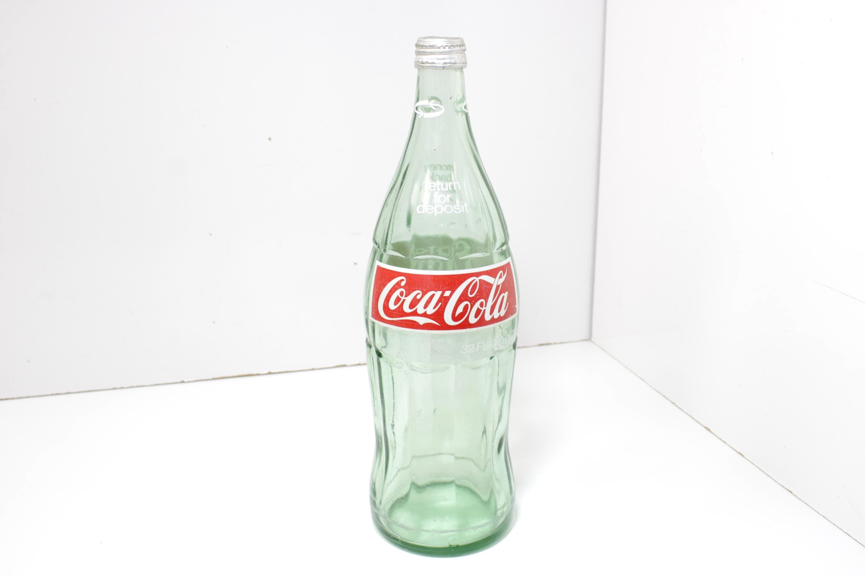 Vintage 1970s Coca-cola 32 Oz Glass Bottle W/ Cap No UPC Coke Soda