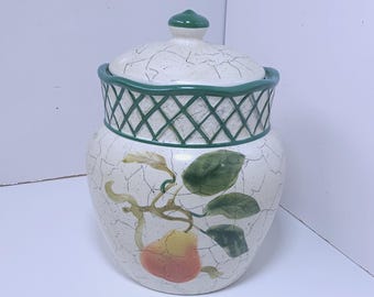Vintage Raymond Waites Cornucopia Pear Cookie Jar Canister Farmhouse Kitchen