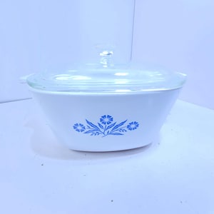Corning Ware Blue Cornflower 1 3/4 B Casserole Dish Pyrex Lid P-7-C