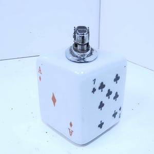 Vintage Hand Painted Ceramic Table Lighter Poker Playing Cards Japan