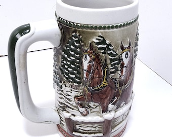 Budweiser 1984 Holiday Limited Edition Beer Stein Covered Bridge