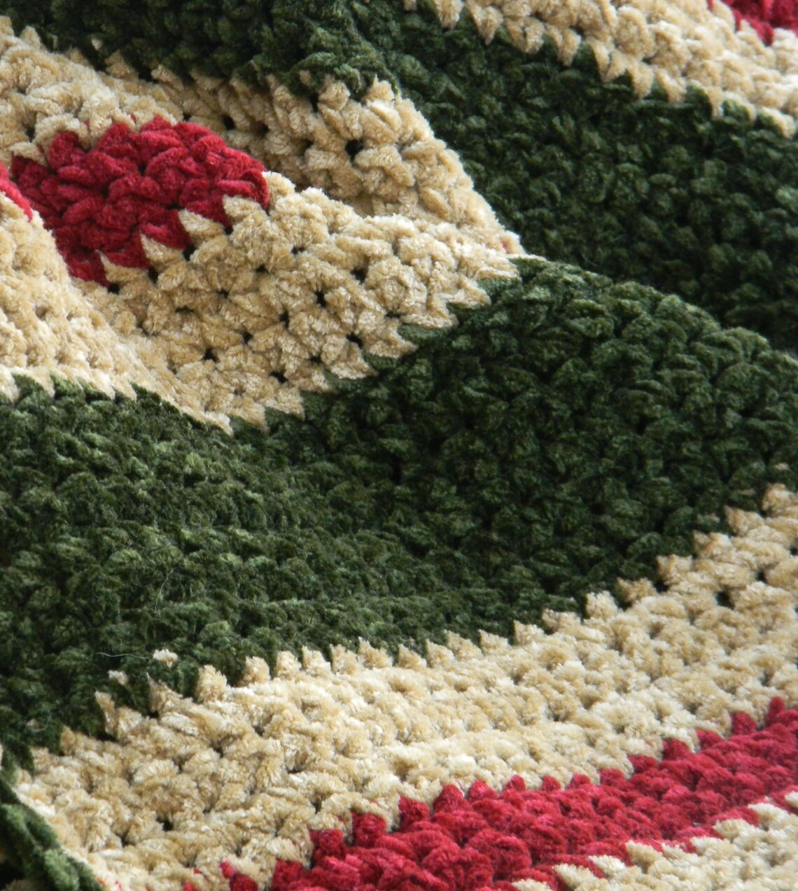 Handmade crocheted chenille afghan blanket throw striped Etsy