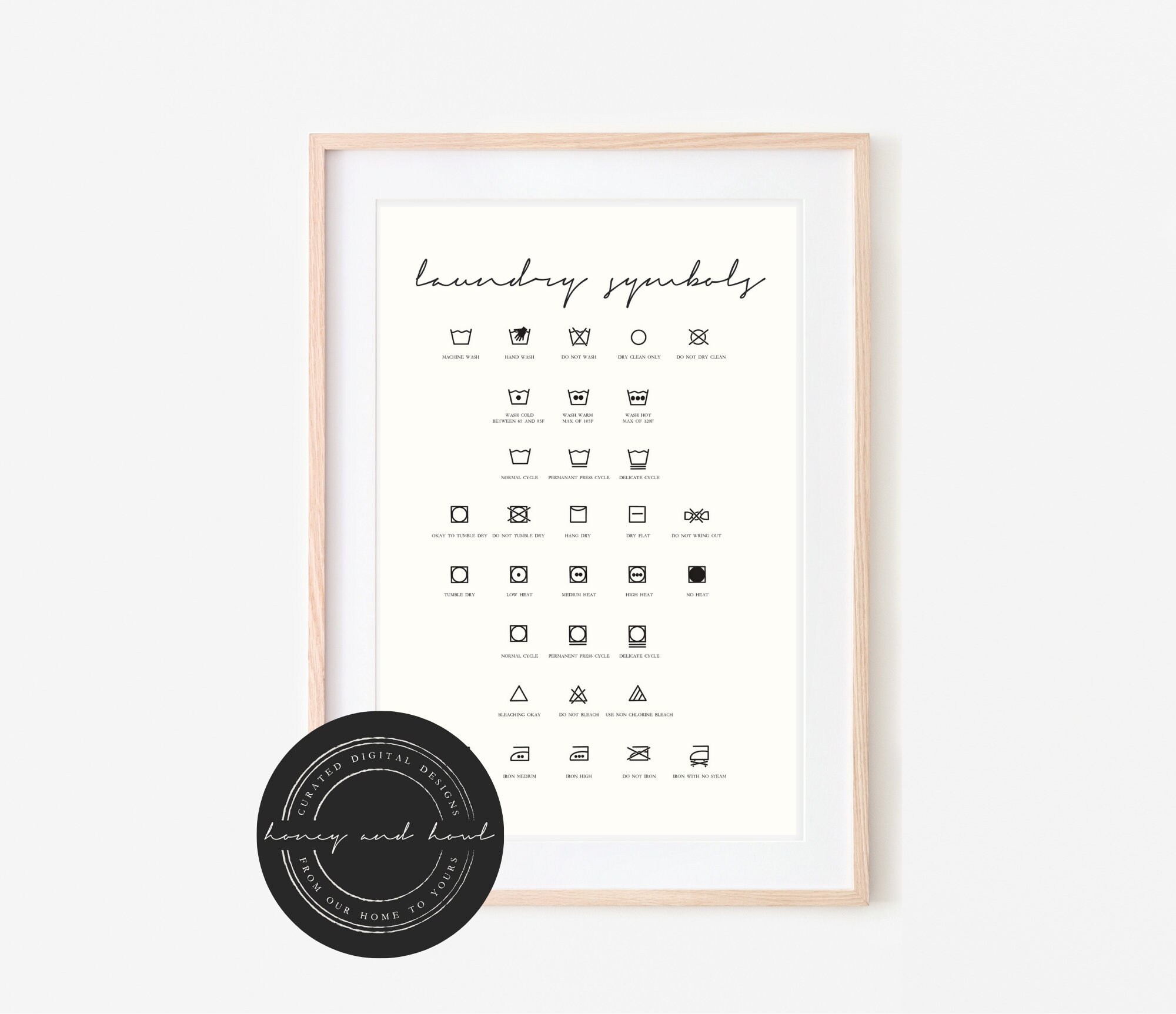 LAUNDRY SYMBOLS Poster Digital Download Print Etsy