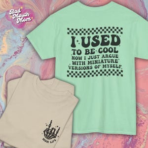 Mom Life Skeleton Skull Funny I Used To Be Cool Millennial Mom Groovy Retro Vans Checkered Unisex Heavyweight Cotton T Shirt Tee