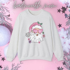 Retro Disco Pink Santa Vintage Groovy Unisex Heavy Blend™ Crewneck Sweatshirt