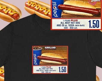 Costco Kirkland Hotdog Glizzy Combo Hot Dog Unisex Jersey Short Sleeve Tee
