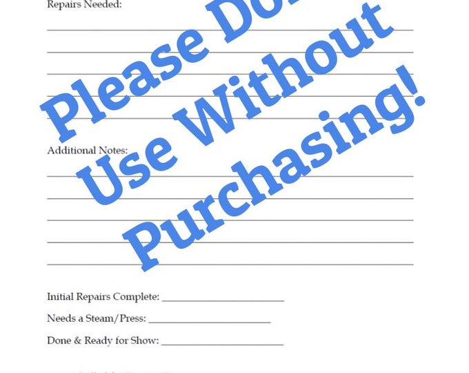 Costume Repair Hanging Tags