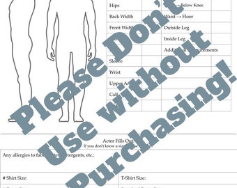 Actor/Actress Measurement Form (Plain)