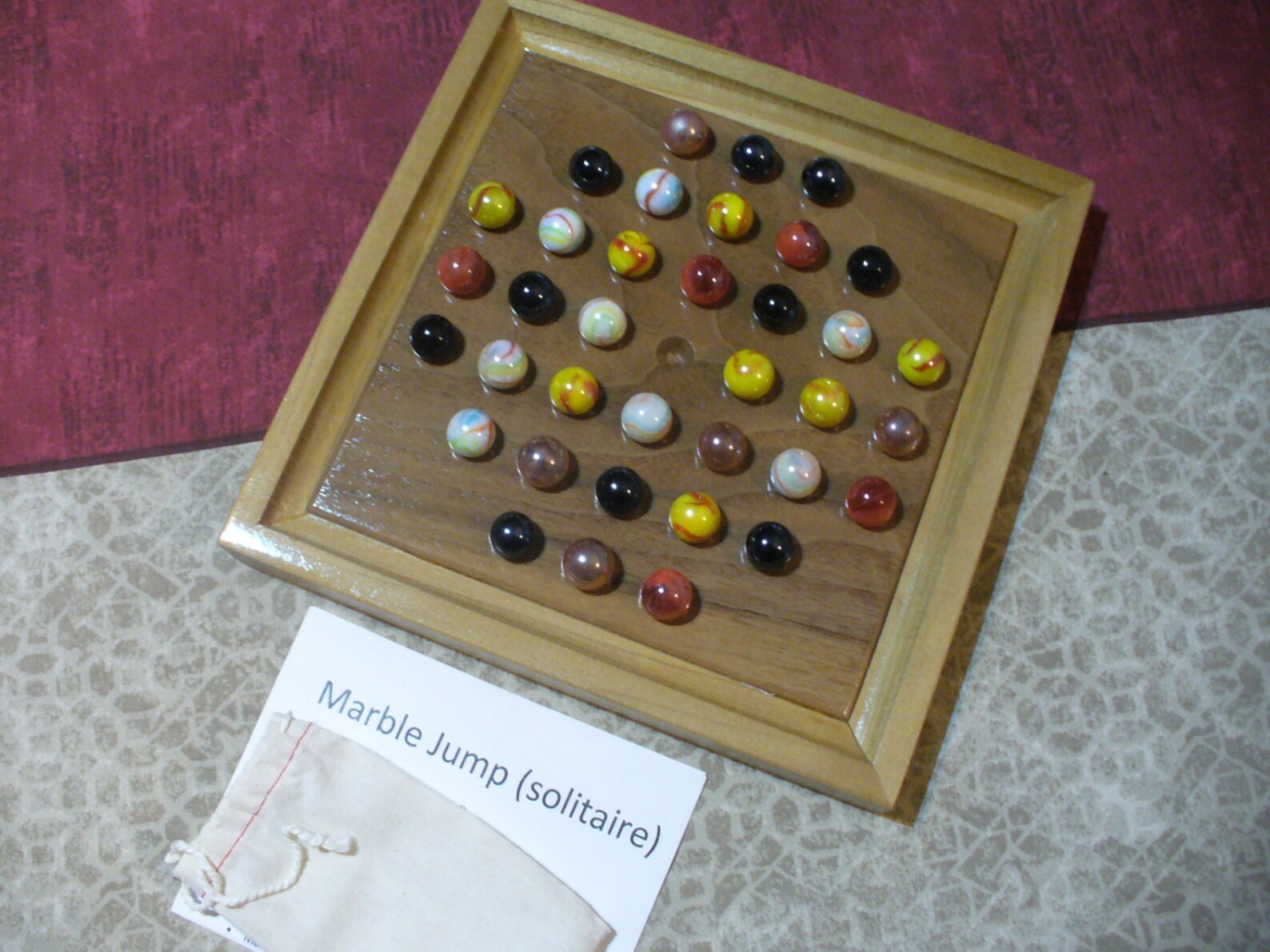 FREE SHIPPING Marble JumpSolitaire Game board Handmade Etsy