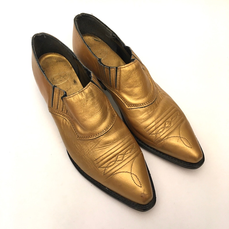 Womens size 7 Vintage 80\u2019s Gold Cowboy Booties