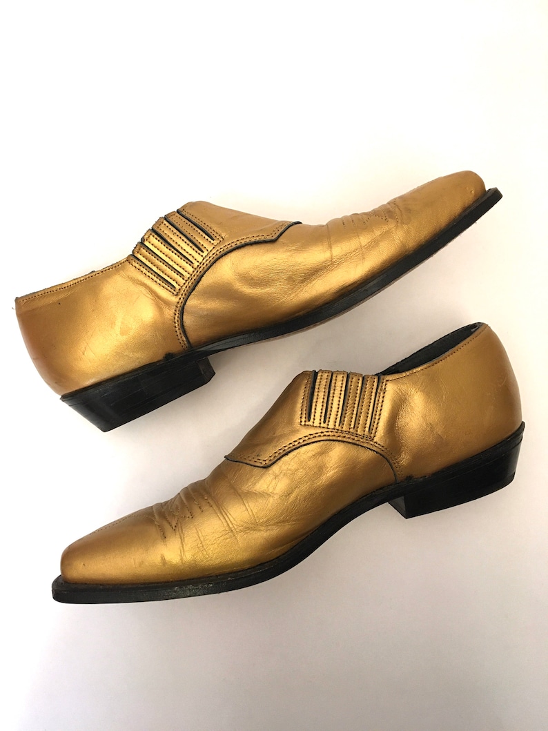 Womens size 7 Vintage 80\u2019s Gold Cowboy Booties