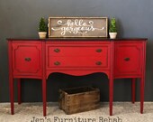 Red Vintage Federal Style Buffet
