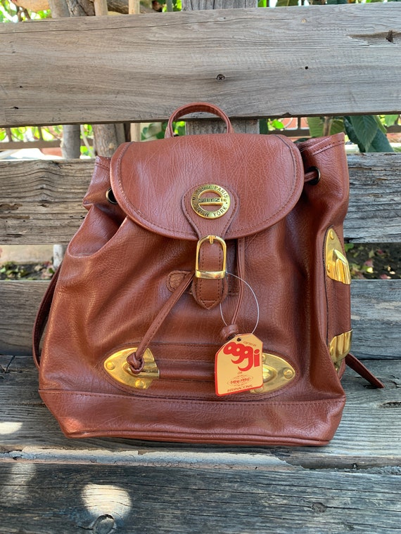 Vintage 90s Backpack, Vintage Pleather Backpack, V