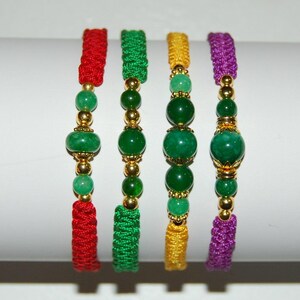 Pulsera de jade, pulsera de la buena suerte, pulsera de hilo trenzado, pulsera de jade con cordón, pulsera de los buenos deseos, pulsera del dinero, pulsera de la buena fortuna