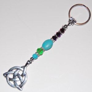 Kelten Knoten Schlüsselanhänger,Trinity Schlüsselanhänger,Celtic Schlüsselanhänger,Türkis Perlen Schlüsselanhänger,Spiritualität Schlüsselanhänger,Segen Geschenk