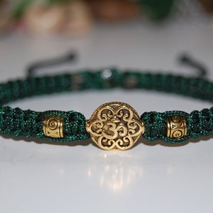 Om Bracelet,Good Luck Bracelet,Adjustable Drawstring,Ohm,Man,Woman,Yoga,Pray,Protection,Meditation,Wish Bracelet,Black Bracelet,Gift