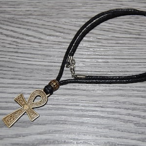 Ankh Cross Necklace,Bronze Ankh Cross,Ankh Cord Necklace,Choker Necklace,Men,Spiritual,Men Necklace,Ethnic Necklace,Men&#39;s Choker Necklace