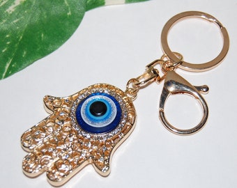 Hamsa Hand Keychain Protection Indian India Hand of Fatima Hand Boho Gypsy Spirital Gift for Her Evil Eye Keychain Yoga Accesories Ohm