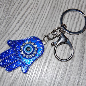 Hamsa Hand, Evil Eye Schlüsselanhänger, Blue Hamsa Hand, Auto, Tasche, Geldbörse, Spiritualität, Schutz Schlüsselanhänger, Yoga, Boho, Lucky Keychain, Geschenk