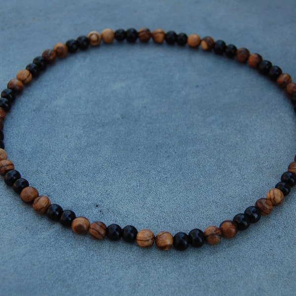 Men Beaded Wood Beads Surfer Necklace,Tribal Style,Chocker,Beach Necklace,Boho,Man,Choker,Stretch,Mens,Wood Choker Necklace,Ethnic Necklace