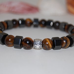 Tiger Eye Bracelet,Tiger Eye Gemstone 8mm Beads,Magnetic,Elastic Bracelet,Man,Woman,Mens Beaded Bracelet,Tiger Eye Gemstone Bracelet,Gift