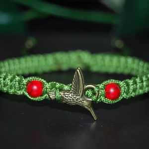 Hummingbird Bracelet,Bird Bracelet,Macrame Bracelet,Drawstring Style Bracelet,Men,Women,Yoga,Protection,Meditation,Bird Lover Gift