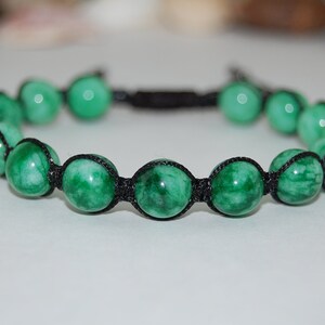Pulsera de jade verde, cuentas de piedra preciosa de 8 mm, cordón, pulsera Shamballa, hombre, mujer, curación, oración, pulsera de buena suerte, yoga, protección, meditación