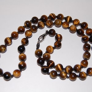 70 4MM Genuine Tiger's Eye Long Beaded Infinity Endless Pre-knotted Beaded  Necklace, or Bracelet. 